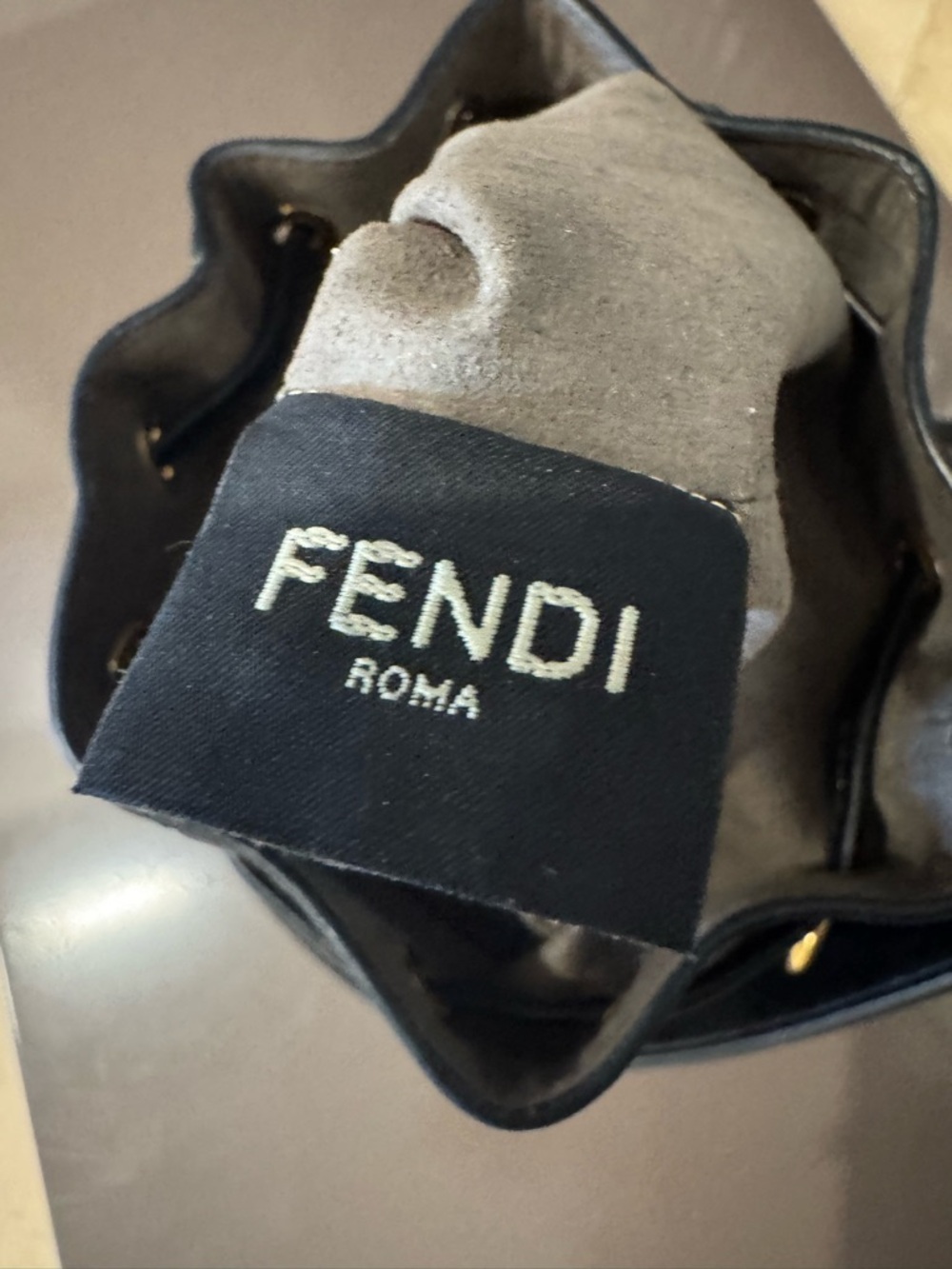 Fendi Brown FF Logo Mini Bucket Bag with Gold Hardware - Picture 12 of 12